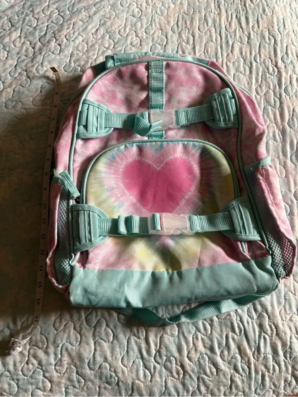Pottery Barn Kids Tie-Dye Heart Backpack in Pink and Mint